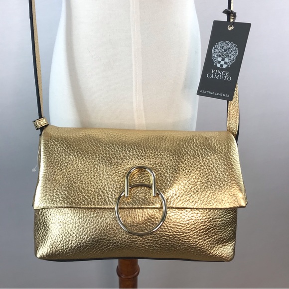 Vince Camuto Bags Vince Camuto New Gold Leather Plum Crossbody Bag